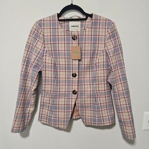 Boden Hampstead Blazer 6 Brown, Pink & Navy Check